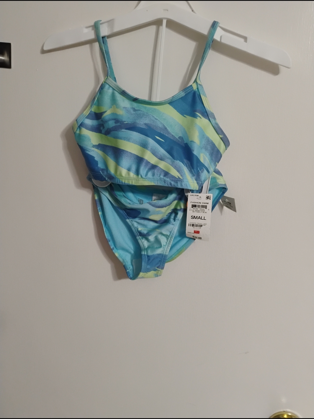 Ideology Kids Wave Print Bikini Set in Aqua and Lime